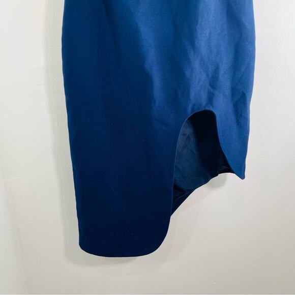 C/MEO Collective Navy Blue Ruffle Off Shoulder Crepe Slit Front Cocktail Medium - Picture 3 of 12